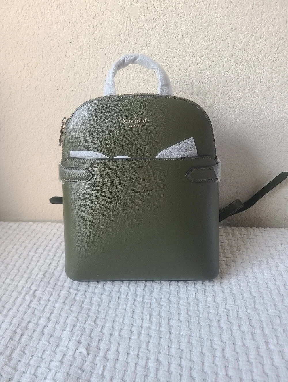 Kate Spade New York Olive Green Dome Backpack Saffiano Leather